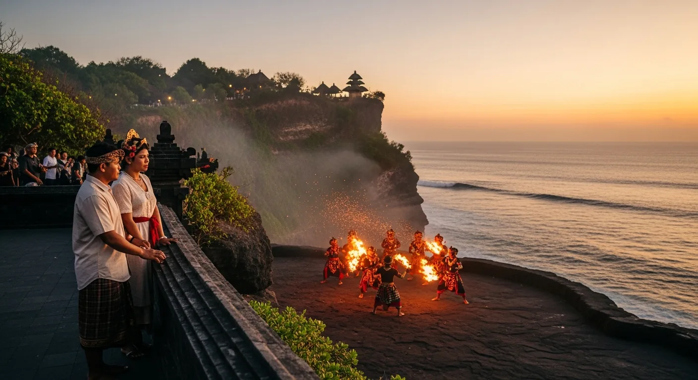 Kecak fire dance on the cliff at Uluwatu Temple
